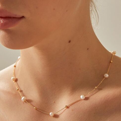 Pearl Necklace for Women- 14K Gold-plated/White Gold-plated Dainty Pearl Necklace for Women in Saudi Arabia