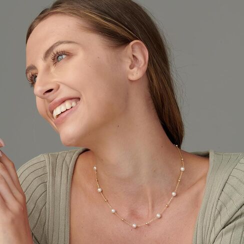 Pearl Necklace for Women- 14K Gold-plated/White Gold-plated Dainty Pearl Necklace for Women in Saudi Arabia