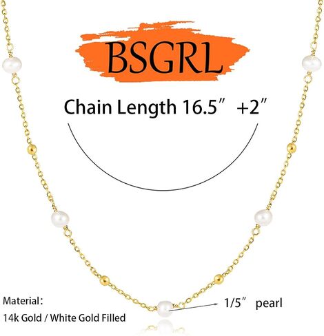 Pearl Necklace for Women- 14K Gold-plated/White Gold-plated Dainty Pearl Necklace for Women in Saudi Arabia