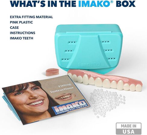 Imako Premium Cosmetic Uppers - 1 Pack - Small, Bleached White - DIY Smile Makeover - Made in USA in Saudi Arabia