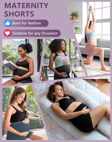 4 Pack Women's Maternity Yoga Shorts Over The Belly Pregnancy Biker Workout Active Athletic Pregnant Shorts 5" in Saudi Arabia