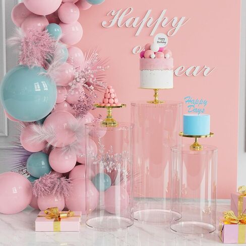 Putros Cylinder Pedestal Stands 3Pcs White Round Cylinder Pedestal Display Plinth Pillars for Wedding Party Decor 35.4''(L),29.5''(M),23.6''(S) in Saudi Arabia