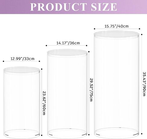 Putros Cylinder Pedestal Stands 3Pcs White Round Cylinder Pedestal Display Plinth Pillars for Wedding Party Decor 35.4''(L),29.5''(M),23.6''(S) in Saudi Arabia