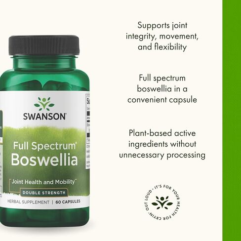 Swanson Double Strength Boswellia - Herbal Supplement Promoting Joint Support - Ayurvedic Herb for Joint Flexibility & Mobility Support - Made w/Boswellia Serrata Resin - (60 Capsules, 800mg Each) in Saudi Arabia