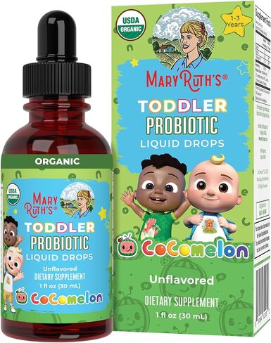 Maryruth Organics Cocomelon Toddler Probiotic Liquid Drops | البروبيوتيك للأطفال للأعمار 1-3 | 5 سلالات بروبيوتيك | 150 مليار CFU لكل وجبة | وزارة الزراعة الأمريكية العضوية | خالية من السكر | الخالية من الغلوتين | 1 فلوريدا أوقية in Saudi Arabia
