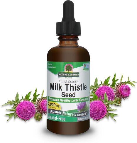 استخراج Nature's Asse Milk Thistle 2 أوقية - خالية من الكحول ، غير الكائنات المعدلة وراثيًا ، ملحق دعم الكبد للجميع - إزالة السموم من الكبد ، المصنوع في الولايات المتحدة الأمريكية in Kuwait
