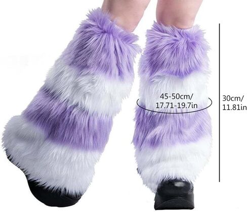 Womens Faux Fur Leg Threads ، الشتاء غامض دافئ الكعب العالي عالي الأحذية الطويلة أغطية الكفة لحفل الكرنفال الهذيان in Kuwait