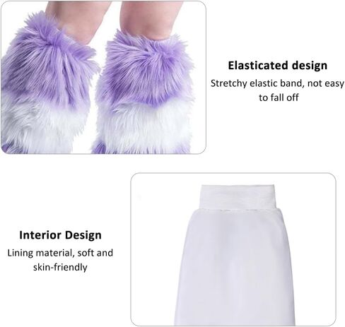 Womens Faux Fur Leg Threads ، الشتاء غامض دافئ الكعب العالي عالي الأحذية الطويلة أغطية الكفة لحفل الكرنفال الهذيان in Kuwait