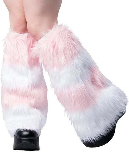 Womens Faux Fur Leg Threads ، الشتاء غامض دافئ الكعب العالي عالي الأحذية الطويلة أغطية الكفة لحفل الكرنفال الهذيان in Kuwait