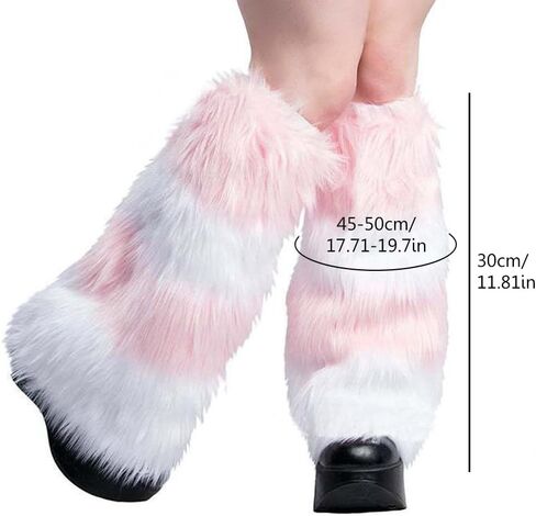 Womens Faux Fur Leg Threads ، الشتاء غامض دافئ الكعب العالي عالي الأحذية الطويلة أغطية الكفة لحفل الكرنفال الهذيان in Kuwait