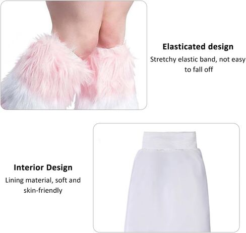 Womens Faux Fur Leg Threads ، الشتاء غامض دافئ الكعب العالي عالي الأحذية الطويلة أغطية الكفة لحفل الكرنفال الهذيان in Kuwait