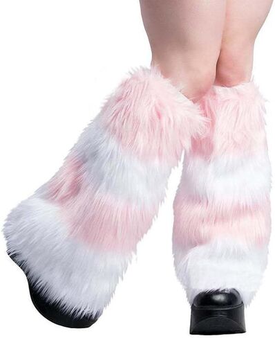Womens Faux Fur Leg Threads ، الشتاء غامض دافئ الكعب العالي عالي الأحذية الطويلة أغطية الكفة لحفل الكرنفال الهذيان in Kuwait
