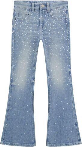 GUESS Girls' Comfort Denim Flare Pants with Pearls in Saudi Arabia