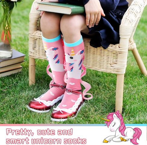1 Pairs Fun Silly Wacky High Socks Halloween Unicorn Mermaid Socks with Wigs Crazy Funny Gift for Kids Woman in Kuwait