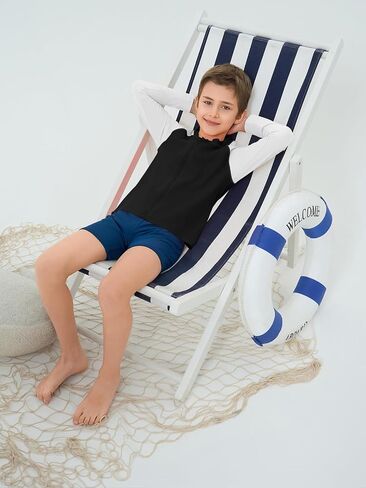 Haloumoning Boys UPF+ 50 Rash Guard Kids Zip Up Long Sleeve Sun Protection Quick Dry Swim Shirt 5-14 Years in Saudi Arabia