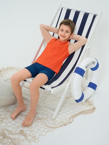 Haloumoning Boys UPF+ 50 Rash Guard Kids Zip Up Long Sleeve Sun Protection Quick Dry Swim Shirt 5-14 Years in Saudi Arabia