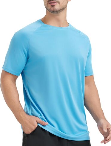 Men's UPF 50+ Swim Shirt Rash Guard SPF UV Sun Protection Quick Dry Short Sleeve T-Shirts Water Beach Shirt in Saudi Arabia
