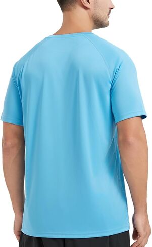 Men's UPF 50+ Swim Shirt Rash Guard SPF UV Sun Protection Quick Dry Short Sleeve T-Shirts Water Beach Shirt in Saudi Arabia