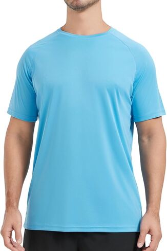 Men's UPF 50+ Swim Shirt Rash Guard SPF UV Sun Protection Quick Dry Short Sleeve T-Shirts Water Beach Shirt in Saudi Arabia