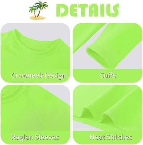 Boys UPF 50+ Rash Guard Neon Shirt Quick Dry Swim Shirts Long Sleeve UV Sun Protection Shirt for Kids Teens in Kuwait