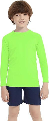 Boys UPF 50+ Rash Guard Neon Shirt Quick Dry Swim Shirts Long Sleeve UV Sun Protection Shirt for Kids Teens in Kuwait