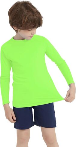 Boys UPF 50+ Rash Guard Neon Shirt Quick Dry Swim Shirts Long Sleeve UV Sun Protection Shirt for Kids Teens in Kuwait