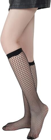 Lastclream Knee High Fishnet Stockings for Women Costume Sock Knee-High Fishnets Hosiery for Party in Saudi Arabia