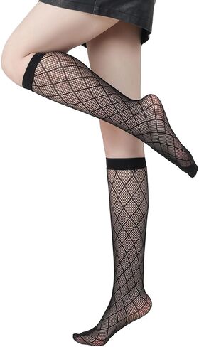 Lastclream Knee High Fishnet Stockings for Women Costume Sock Knee-High Fishnets Hosiery for Party in Saudi Arabia