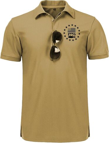 JACKETOWN Men's Polo Shirt Patriotic Graphic Short Sleeve American Flag Golf Shirt Independence Day in Saudi Arabia