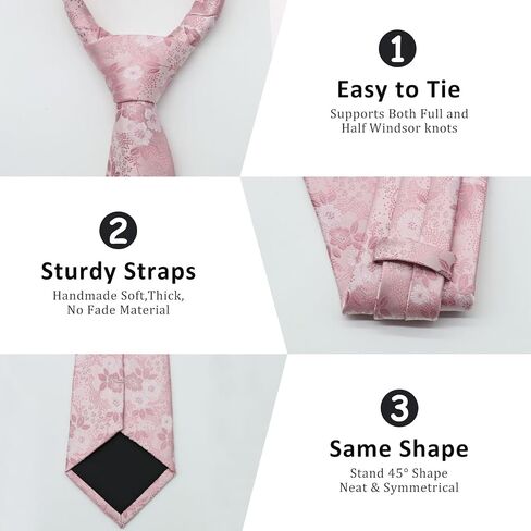 Mantieqingway Floral Ties for Men, 3pcs/set Neck Tie Pocket Square Holder Set for Wedding Business Prom Party Usual in Saudi Arabia