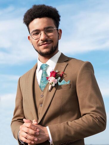 Mantieqingway Floral Ties for Men, 3pcs/set Neck Tie Pocket Square Holder Set for Wedding Business Prom Party Usual in Saudi Arabia