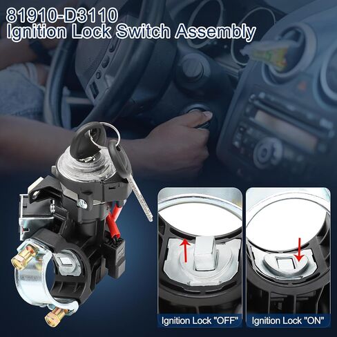 81910-D3110 Ignition Lock Cylinder & Housing for 2015-2021 Hyundai Tucson Elantra GT Veloster N, 2016-2023 Kia Rio Sportage Ignition Lock Switch Assembly with 2 Keys, 81910D3110 Ignition Switch Kits in Saudi Arabia