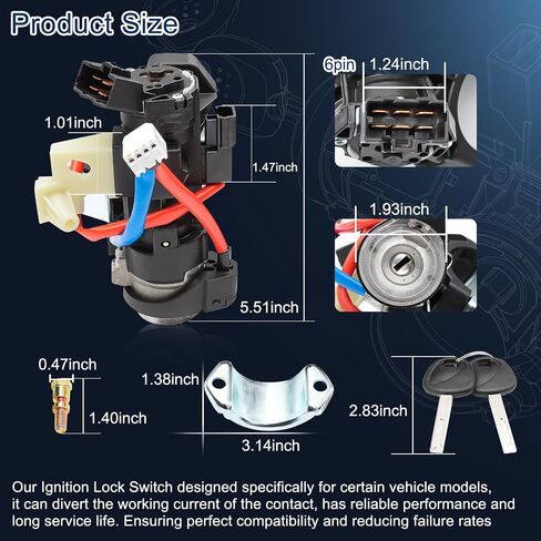81910-D3110 Ignition Lock Cylinder & Housing for 2015-2021 Hyundai Tucson Elantra GT Veloster N, 2016-2023 Kia Rio Sportage Ignition Lock Switch Assembly with 2 Keys, 81910D3110 Ignition Switch Kits in Saudi Arabia