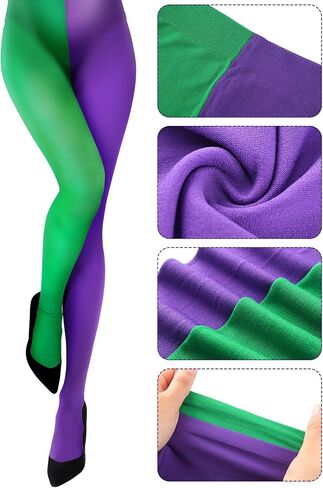 Mardi Gras Tights Full Length Costume Leggings Purple Yellow Green Dance for Mardi Gras Party Costume Supplies in Saudi Arabia
