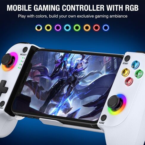 Mocagen Phone Controller iPhone/Android Support Phone Case, Portable Mobile Controller with RGB Light, Upgraded Joysticks, Turbo, Thumb Grips Gaming Gamepad in Kuwait