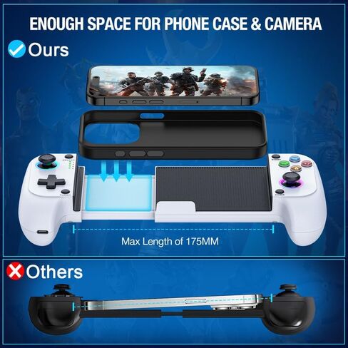 Mocagen Phone Controller iPhone/Android Support Phone Case, Portable Mobile Controller with RGB Light, Upgraded Joysticks, Turbo, Thumb Grips Gaming Gamepad in Kuwait