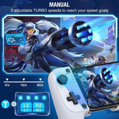 Mocagen Phone Controller iPhone/Android Support Phone Case, Portable Mobile Controller with RGB Light, Upgraded Joysticks, Turbo, Thumb Grips Gaming Gamepad in Kuwait