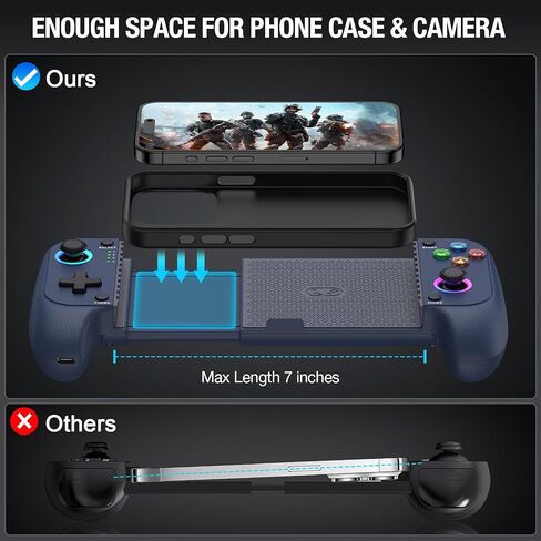Mocagen Phone Controller iPhone/Android Support Phone Case, Portable Mobile Controller with RGB Light, Upgraded Joysticks, Turbo, Thumb Grips Gaming Gamepad in Kuwait