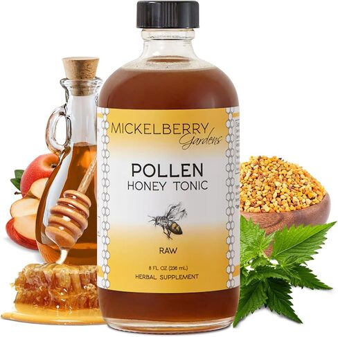 Mickelberry Gardens Pollen Honey Tonic – Natural Respiratory Support with Organic Bee Pollen, Stinging Nettle, and Raw Honey Oxymel – 8 Oz in Saudi Arabia