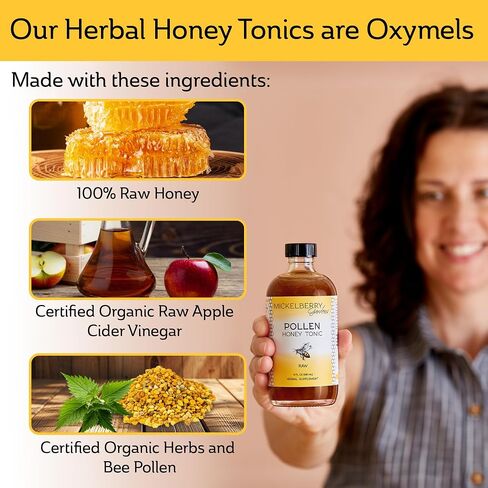 Mickelberry Gardens Pollen Honey Tonic – Natural Respiratory Support with Organic Bee Pollen, Stinging Nettle, and Raw Honey Oxymel – 8 Oz in Saudi Arabia
