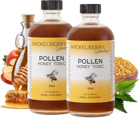 Mickelberry Gardens Pollen Honey Tonic – Natural Respiratory Support with Organic Bee Pollen, Stinging Nettle, and Raw Honey Oxymel – 8 Oz in Saudi Arabia
