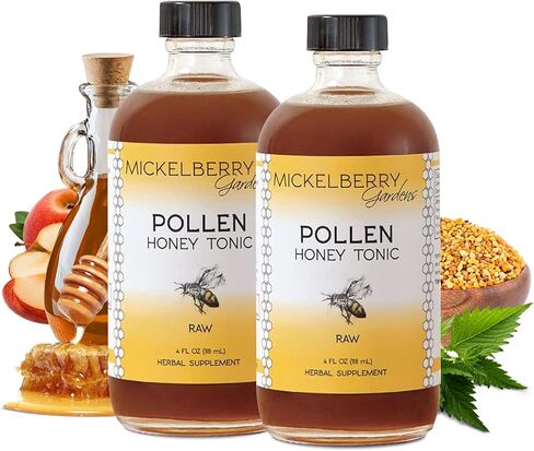 Mickelberry Gardens Pollen Honey Tonic – Natural Respiratory Support with Organic Bee Pollen, Stinging Nettle, and Raw Honey Oxymel – 8 Oz in Saudi Arabia