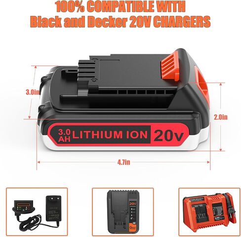 【2025 Newest】 2 Pack 3.0Ah 20v Replacement Battery Compatible with Black and Decker 20v Max LST BCBL LHT BESTA LCC Series Cordless Power Tools in Kuwait