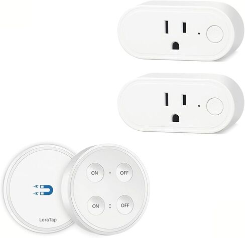 LoraTap Remote Control Outlet Plug Adapter with Remote, 656ft Range Wireless Switch for Lights and Household Appliances, No Hub Required, 16A/1760W, White, 2 Years Warranty in Saudi Arabia