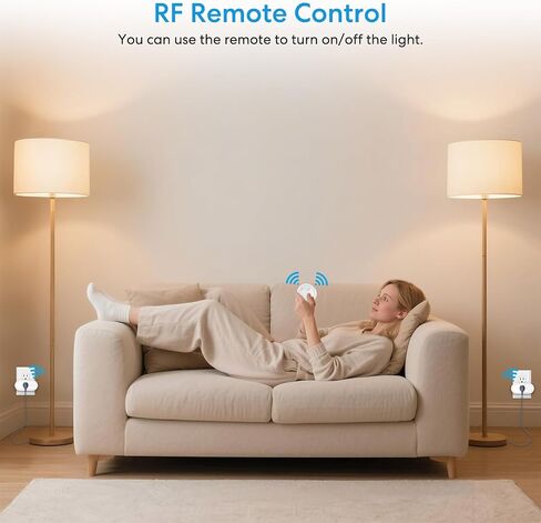 LoraTap Remote Control Outlet Plug Adapter with Remote, 656ft Range Wireless Switch for Lights and Household Appliances, No Hub Required, 16A/1760W, White, 2 Years Warranty in Saudi Arabia