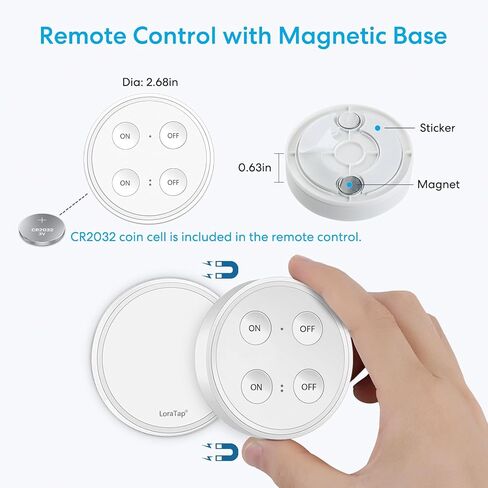 LoraTap Remote Control Outlet Plug Adapter with Remote, 656ft Range Wireless Switch for Lights and Household Appliances, No Hub Required, 16A/1760W, White, 2 Years Warranty in Saudi Arabia