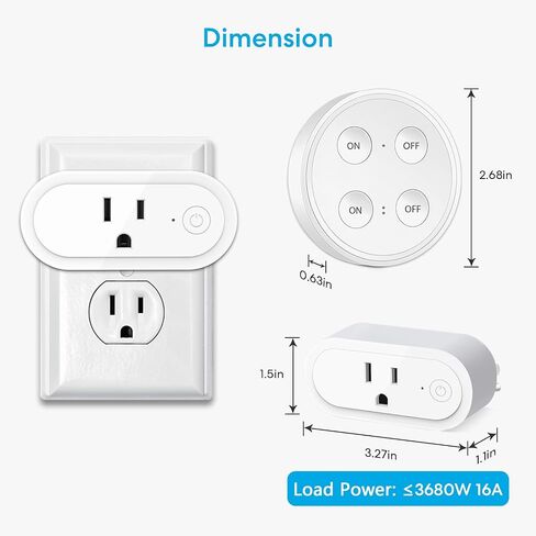 LoraTap Remote Control Outlet Plug Adapter with Remote, 656ft Range Wireless Switch for Lights and Household Appliances, No Hub Required, 16A/1760W, White, 2 Years Warranty in Saudi Arabia