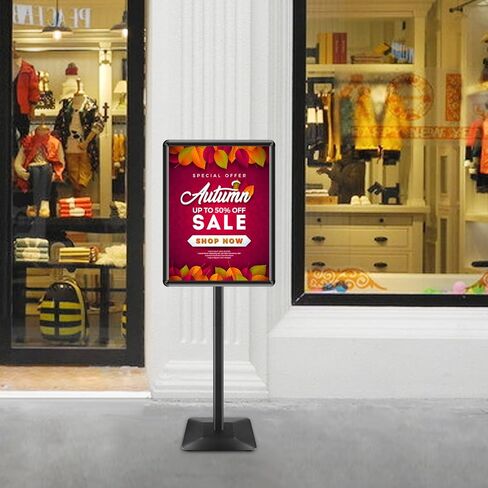 Adjustable Heavy Duty Pedestal Sign Holder Floor Standing Sign Poster Stand Aluminum Snap Open Frame (11''X17'' Black) in Saudi Arabia