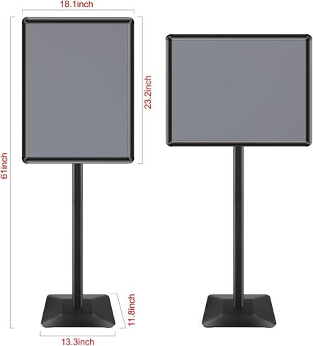 Adjustable Heavy Duty Pedestal Sign Holder Floor Standing Sign Poster Stand Aluminum Snap Open Frame (11''X17'' Black) in Saudi Arabia