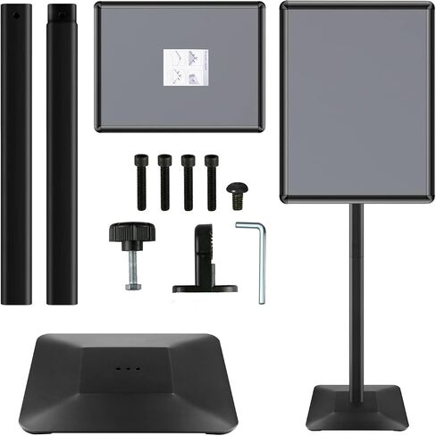 Adjustable Heavy Duty Pedestal Sign Holder Floor Standing Sign Poster Stand Aluminum Snap Open Frame (11''X17'' Black) in Saudi Arabia